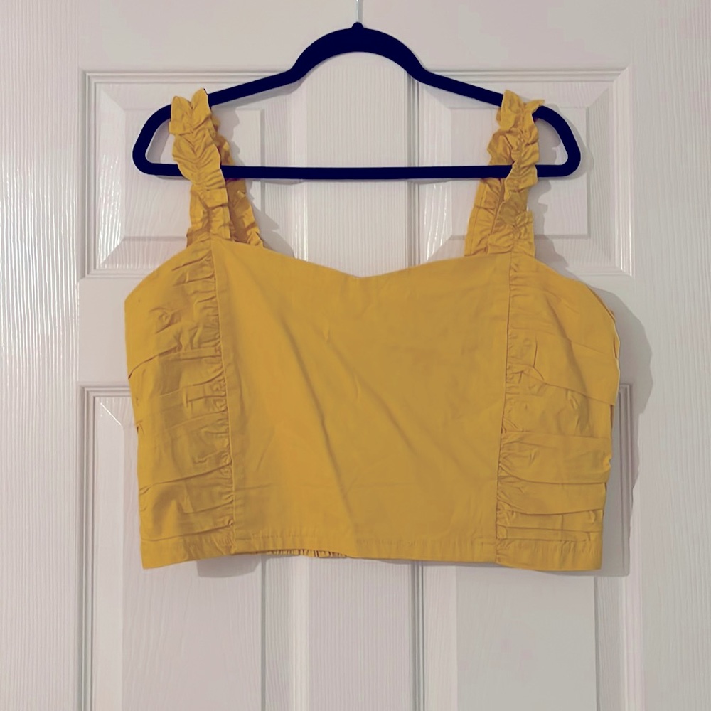 Yellow cropped corset top